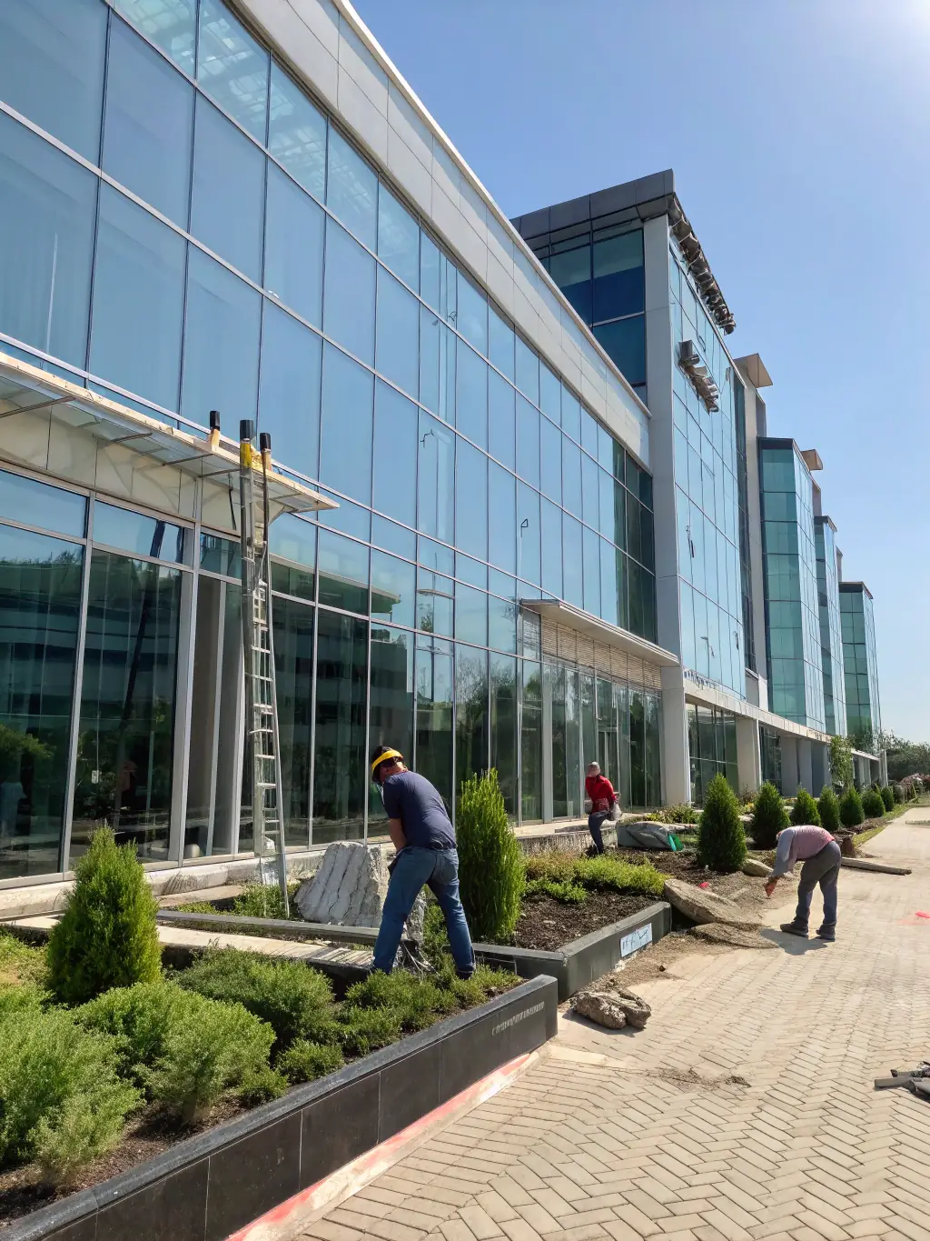 A newly constructed commercial building with multiple floors and ample parking, showcasing the property's potential for retail or office use.
